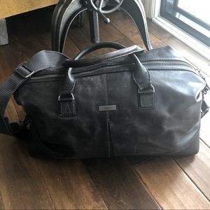 John Varvatos Leather duffel weekender bag